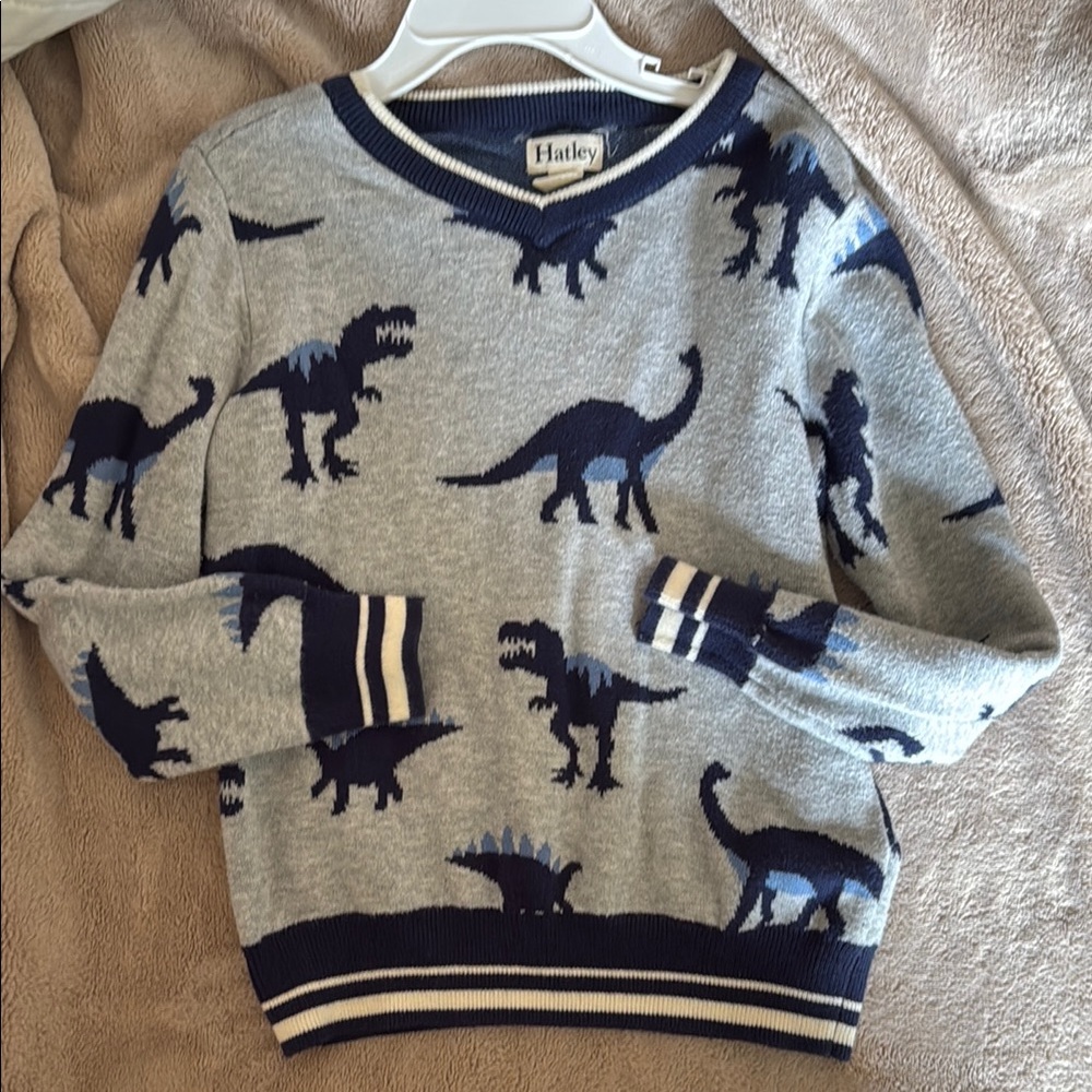 Hatley Gray Dinosaur Sweater
